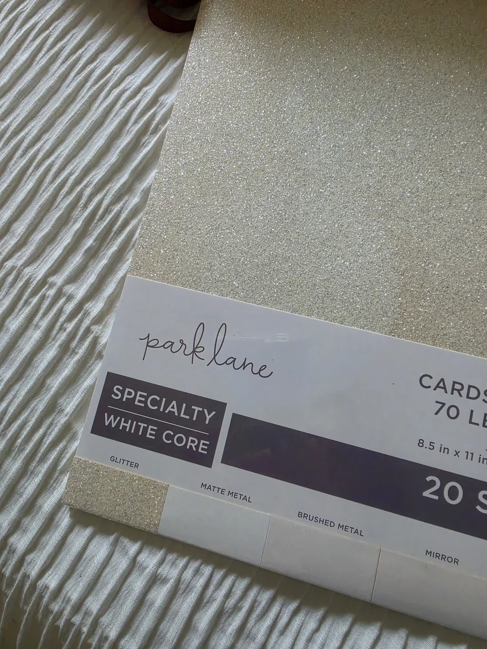 Parklane Specialty White Core Glitter Cardstock - Sparkling Ivory 3 Packs Of 20